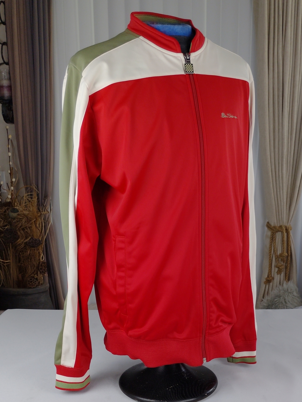 Ben Sherman Red Track Jacket with Cream & Olive Trim